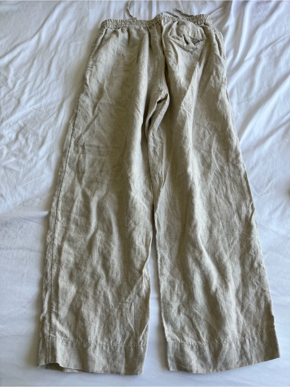Cos Linen Drawstring Wide-Leg Pants — Beige/Tan size 8